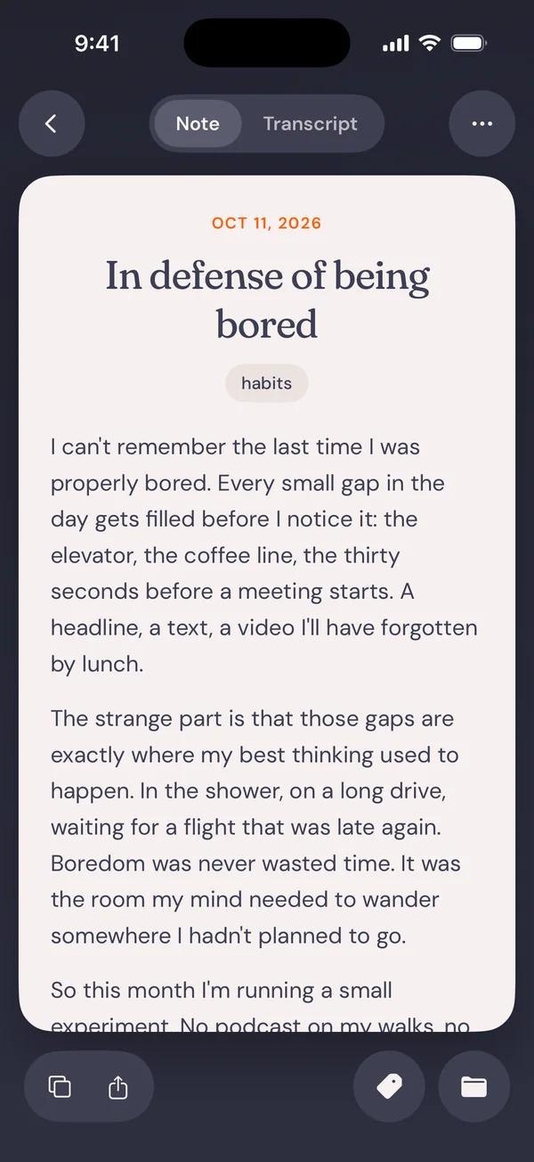 A finished note in AudioPen on iPhone