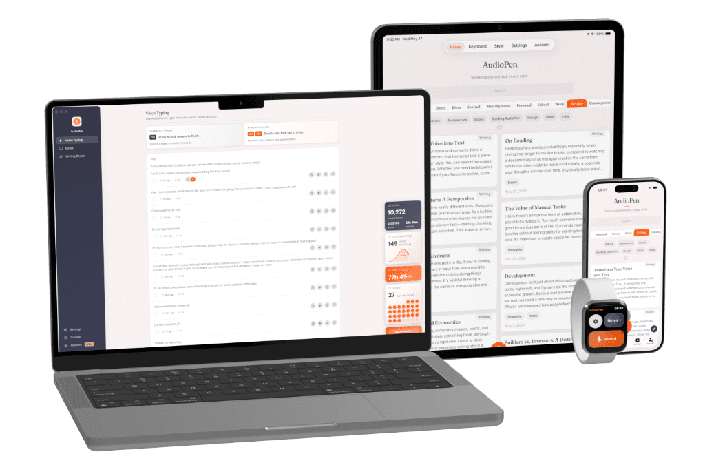 AudioPen on Mac, iPad, iPhone, and Apple Watch